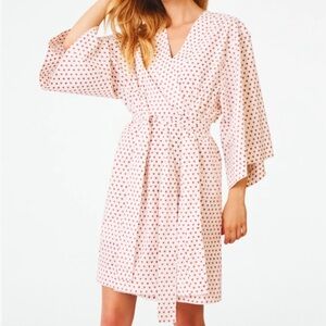 Roller Rabbit Blue Heart Print Kimono Robe